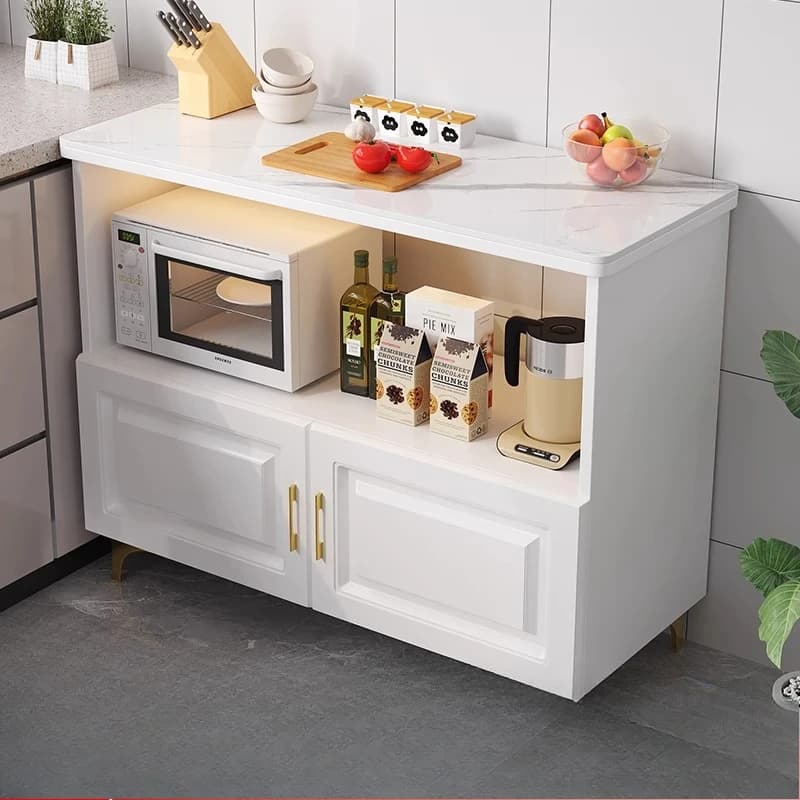 Independent kitchen sideboard, multi-level sideboard with stone top, microwave, cutter, buffet surface