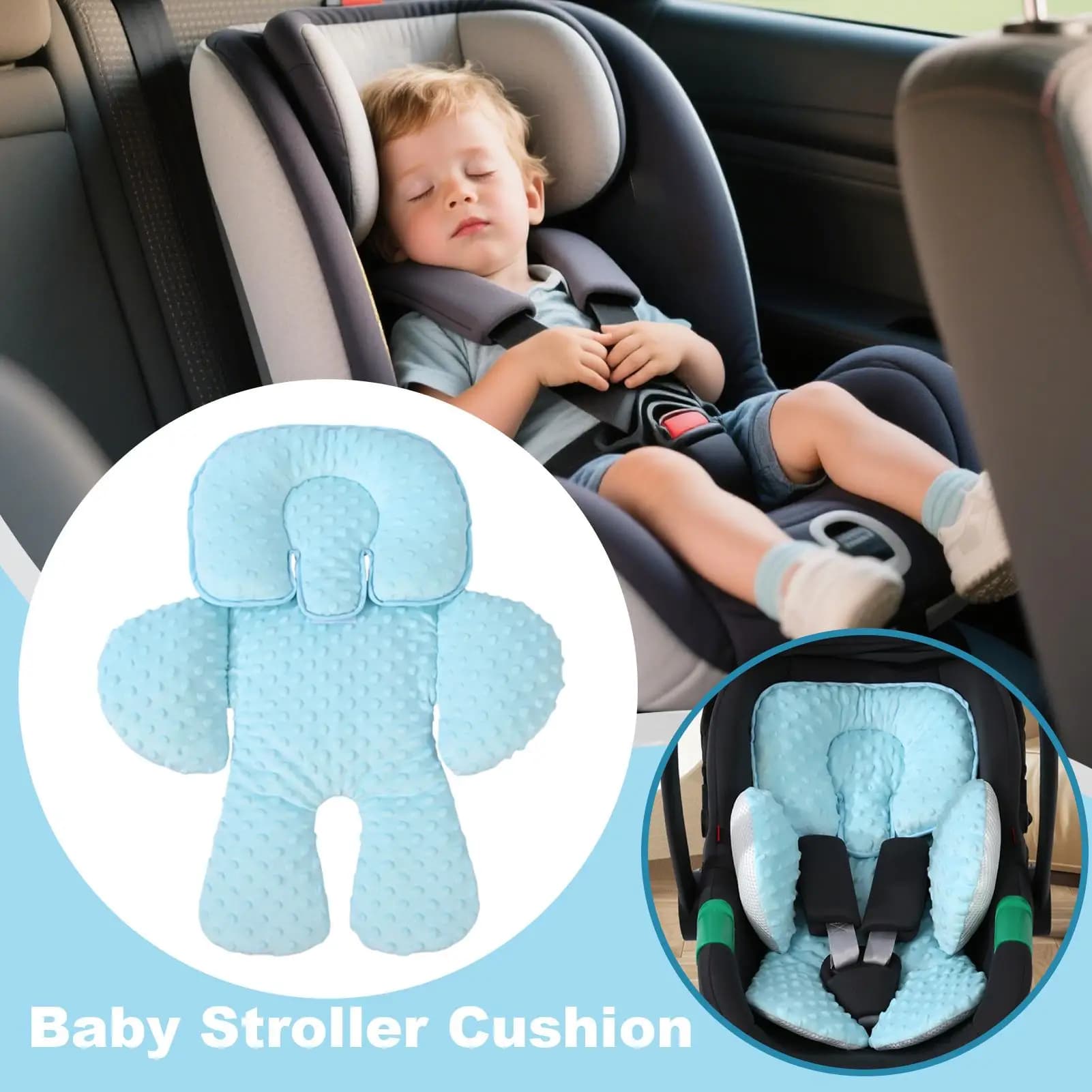 Cuscino per passeggino Inserto per passeggino per supporto per bambini Imbottitura per protezione per il sonno dei bambini per viaggi su strada, sala da pranzo