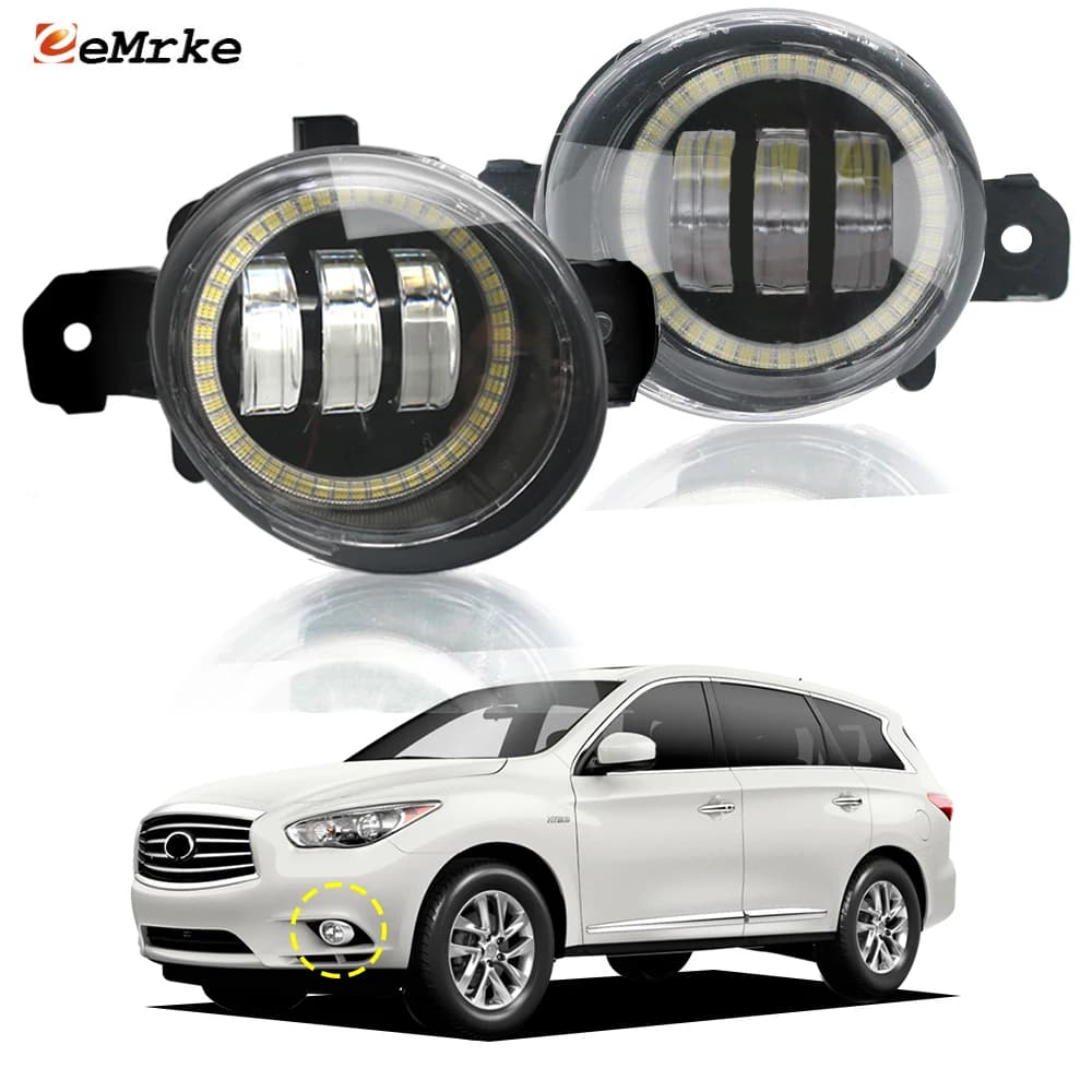 Set di 2 Luci Fendinebbia per Auto con Fari a LED e Luci Diurne Angel Eye per Infiniti JX35 QX60 2013 2014 2015