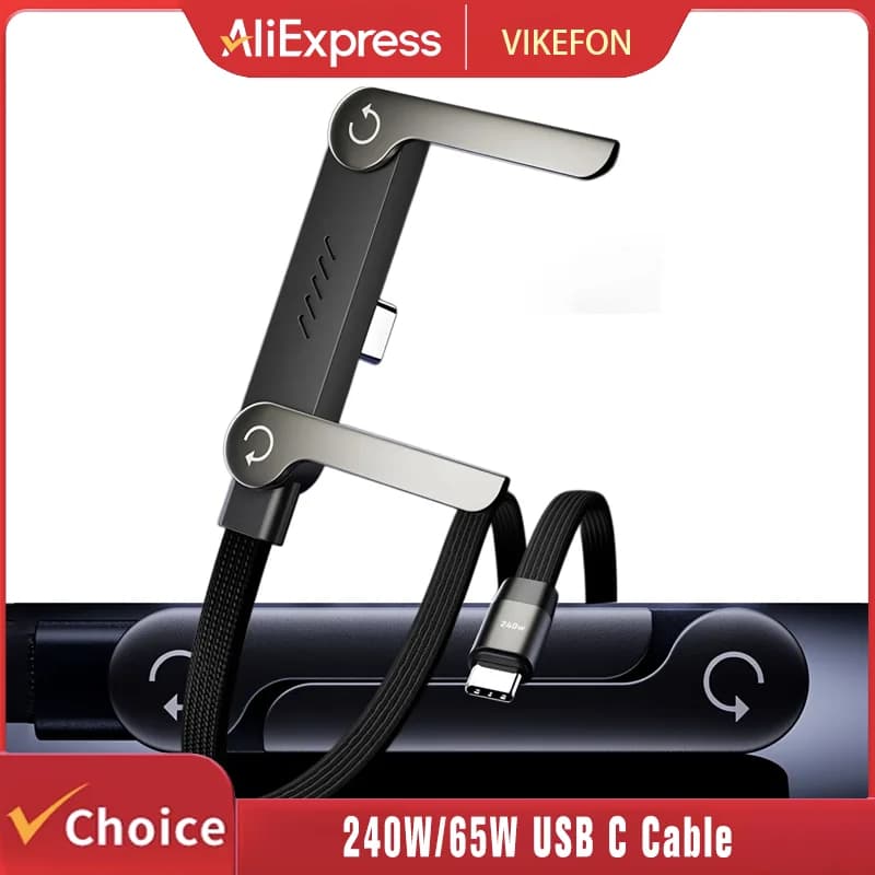 2 In 1 Foldable Charging Phone Stand Fast Charging Data Cable 360° Rotating Phone Tablet Desktop Charging Phone Holder