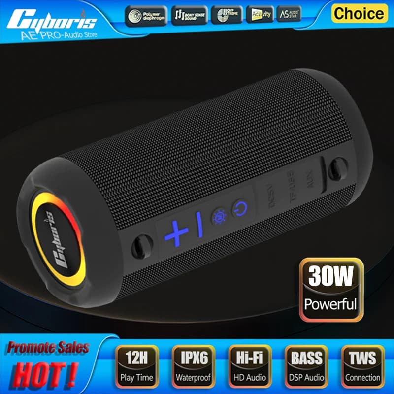 Altoparlante Bluetooth 30W, Subwoofer Wireless, Ricaricabile USB, Altoparlante Portatile RGB, Impermeabile per Esterni, Audio HD, Altoparlante Stereo TWS