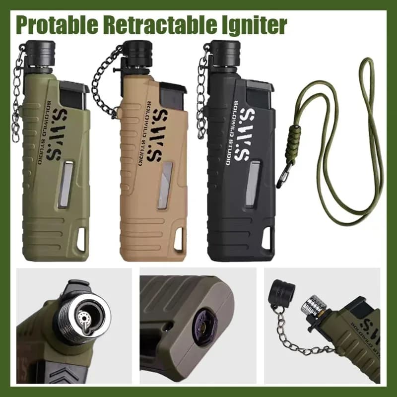 Accenditore retrattile portatile Accenditore telescopico antivento per barbecue all'aperto Accendino a gas da campeggio impermeabile Accenditore elettronico Regali da uomo
