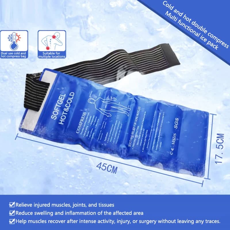 Nuovo 1 pz. Fascia di Gel Ghiacciato Multiuso per Gomito, Ginocchio, Caviglia, Mano - Impacco di Ghiaccio per Primo Soccorso, Sport, Dolore Muscolare - Cuscinetto di Gel Caldo/Freddo
