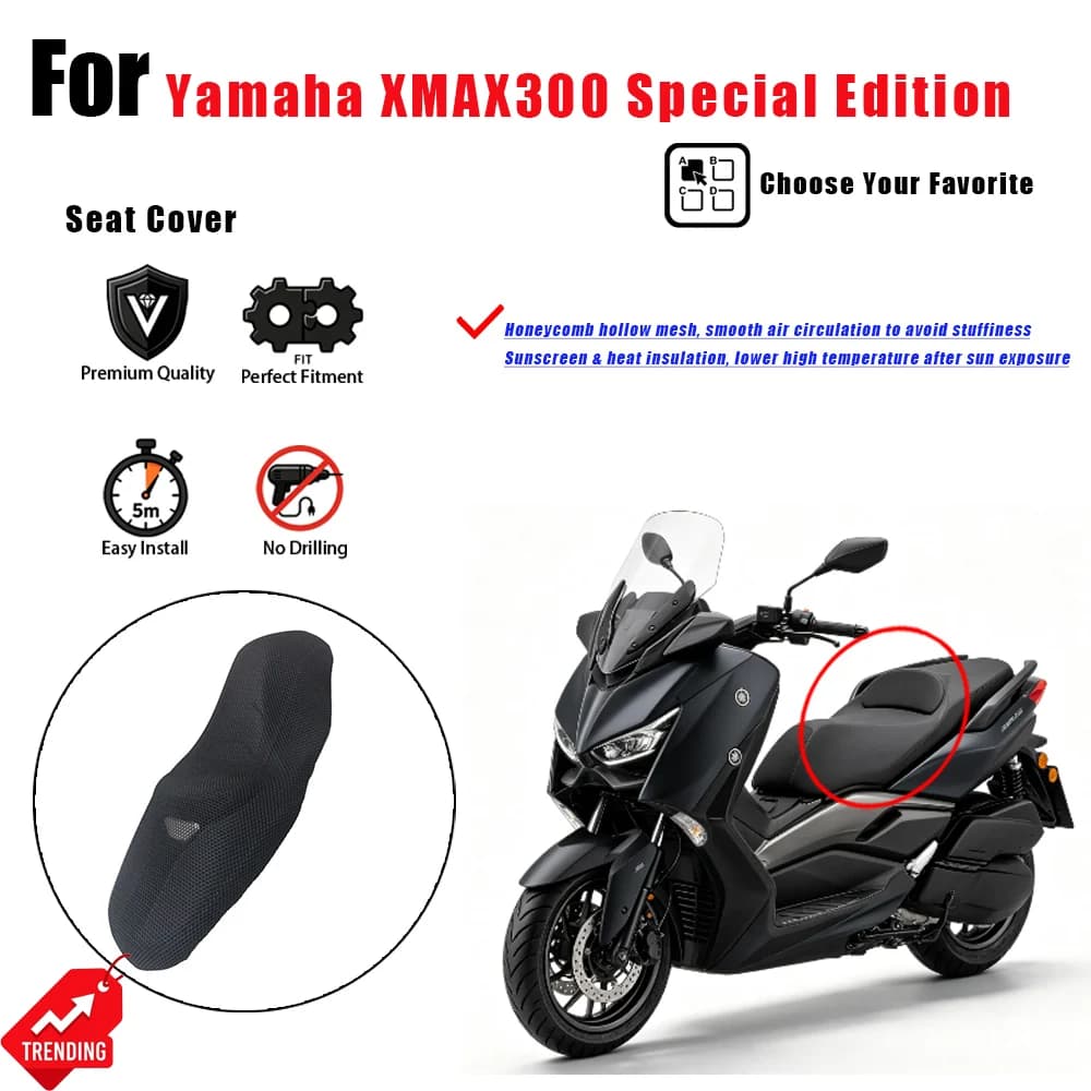 For Yamaha XMAX300 Special Edition Honeycomb Mesh Sunscreen Heat Insulation Seat Cover Funda De Asiento Moto