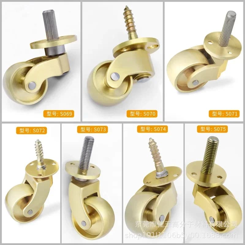 Ruote universali in ottone multi-dimensione da 4 pezzi Ruote girevoli per gambe per mobili rinforzate silenziose