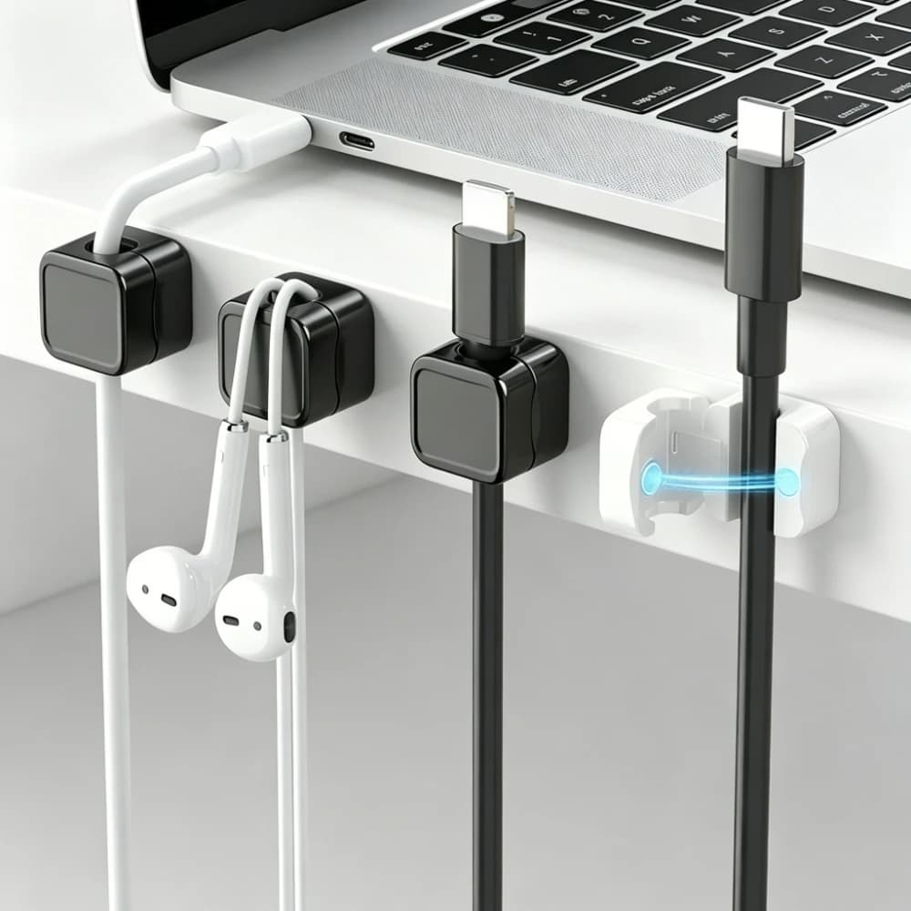1/3/6Pcs Adjustable Wire Clips Magnetic Cable Organizer Under Desk Cord Holder Cable Management Keeper USB Data Cables Storage