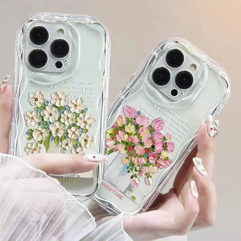 Custodia con bordo ondulato fiore per Xiaomi Redmi Note 13 14 Pro Plus 5G 4G 8 11 10 9 12 Pro 12S 14C 13C 12C 10C A1 A2 A3 Cover morbida e trasparente