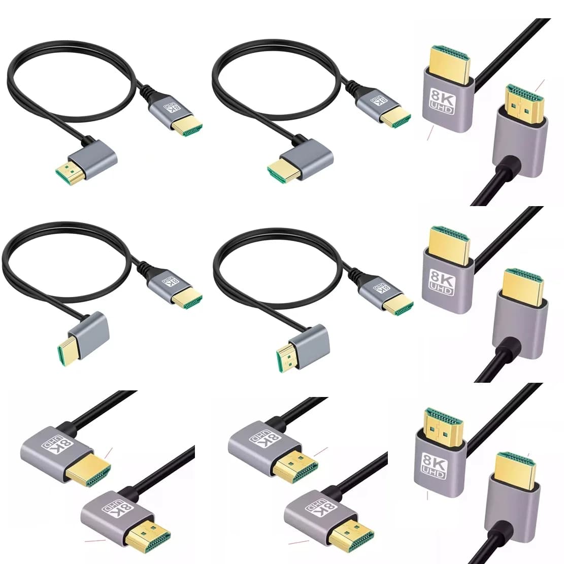 Cavo HDMI 8K 2.1V Cavo maschio-maschio Angolo di 90 gradi Cavo HDTV 8K per TV Proiettore portatile PS4 PS5 Switcher Hdmi Splitter Hdmi