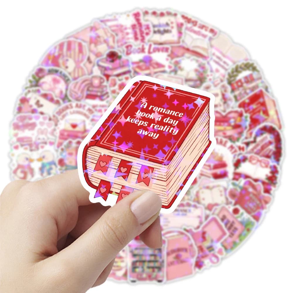 10/30/50 Pezzi Adesivi Carini Rosa per San Valentino, Stile Letterario, Olografici Laser, Cartoni Animati per Notebook, Telefono, Skateboard, Giocattoli