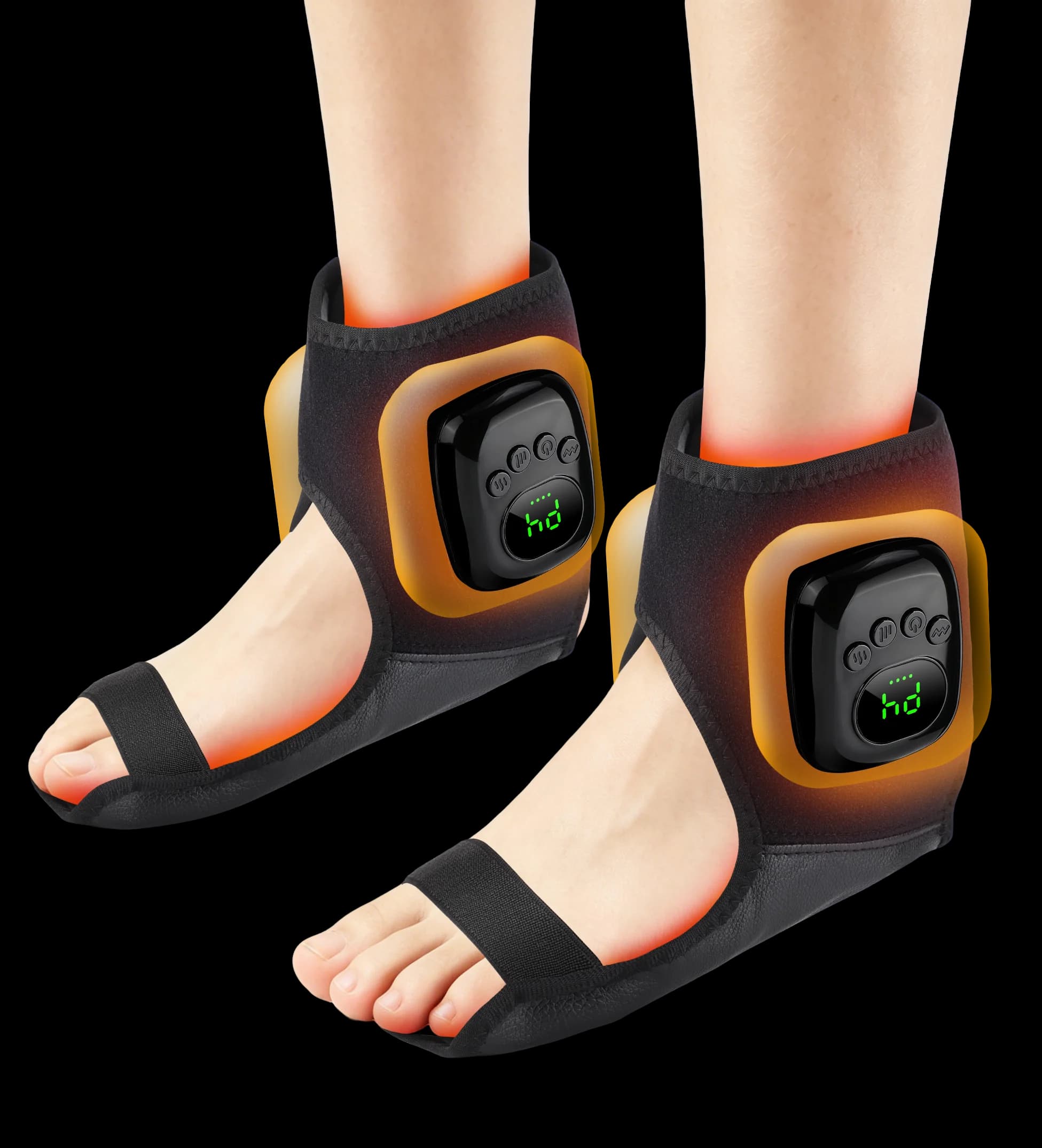 Cordless Air Pressure Ankle Massager 4 Modes Airbag Compression Massage Heating Ankle Brace Foot Muscle Sole Relax