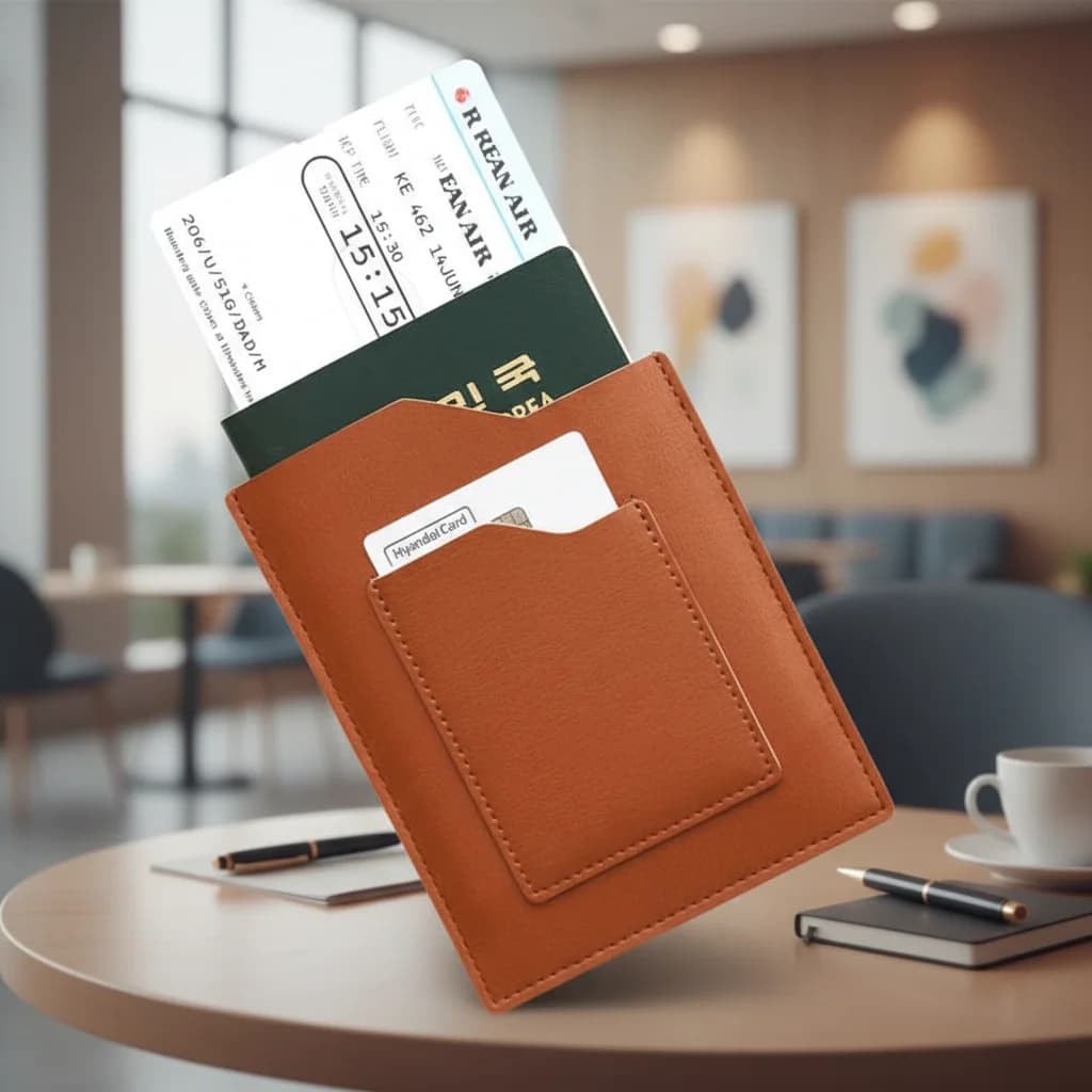 Porta passaporto in PU Porta carte per documenti da viaggio Organizzatore portatile per riporre biglietti da viaggio