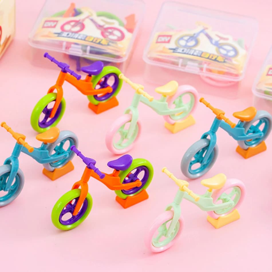 Gifts DIY Mini Radish Car Model Puzzle Assembly Toy Children's Sliding Bicycle Ornament Detachable Educational Toy Holiday Gift