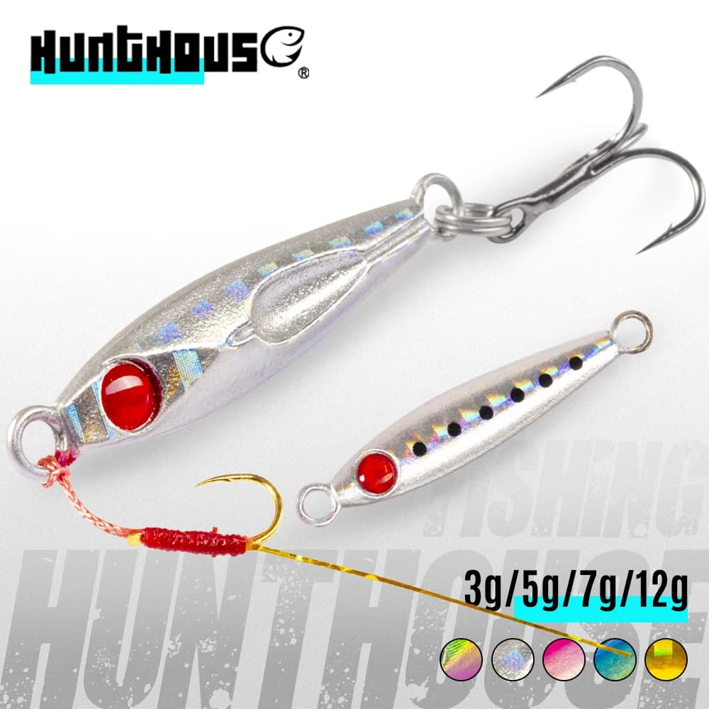 HuntHouse Metal Jig Micro Jig Slow Fall Fishing Call 27mm 3g Jigging Esche Origin Biat Hook For Aji Fish Jack Eye Finder LW809