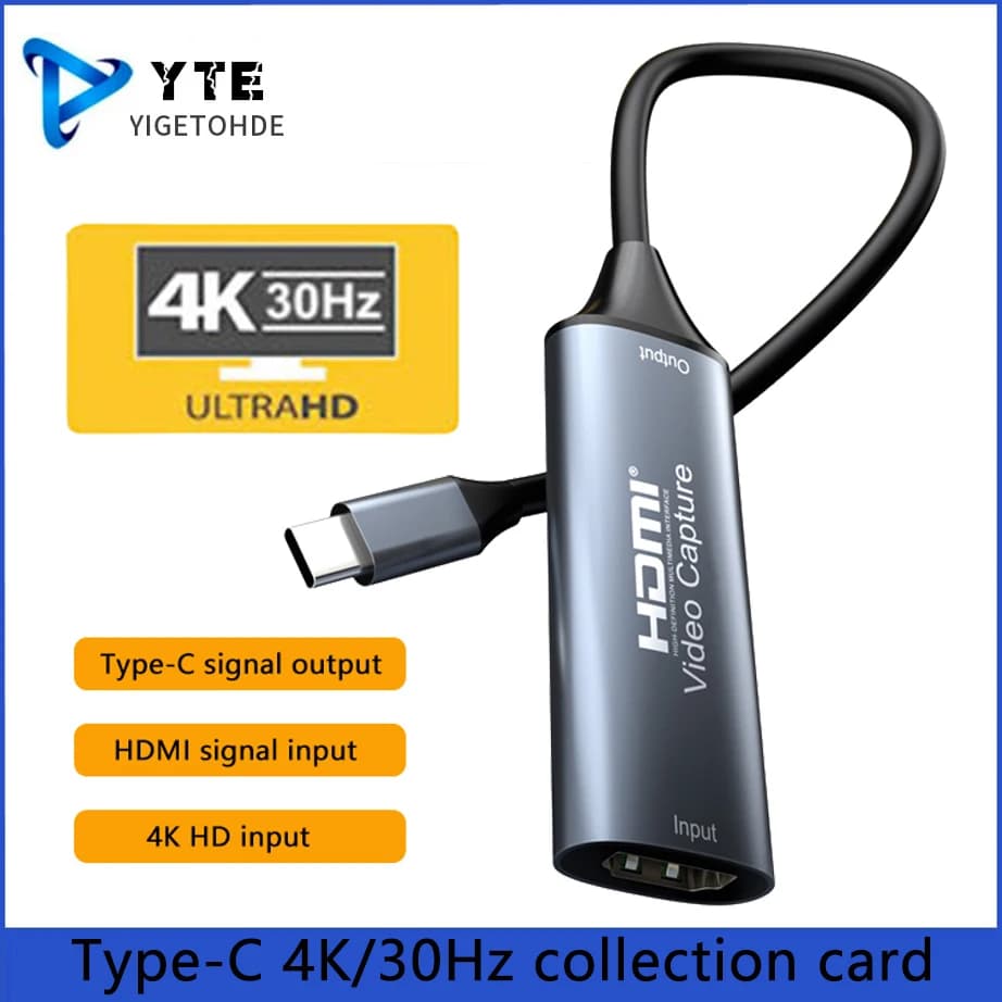 YIGETOHDE Scheda di acquisizione video Type-C 2.0 Registrazione di giochi 4K 30Hz compatibile HDMI per Switch Xbox PS4/5 Gioco di trasmissione in diretta
