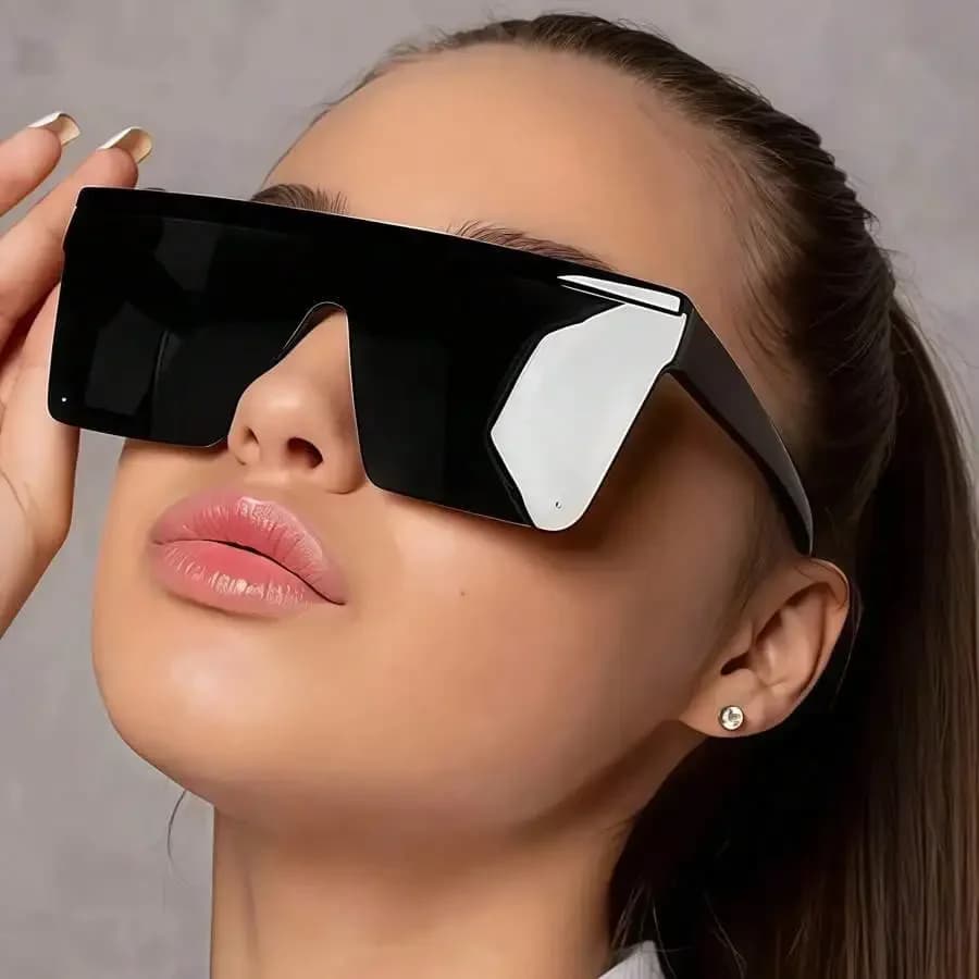 1 paio di occhiali con montatura grande - Stile moderno minimalista nero, include custodia per occhiali e panno per la pulizia - Occhiali alla moda unisex - Regalo perfetto per compleanni, anniversari