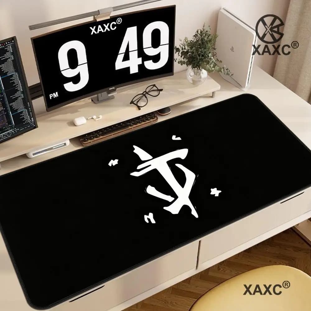 Tappetino per mouse da gioco D-DOOM XXL Rosso Nero Demon Art, tappetino da scrivania con base in gomma antiscivolo e bordo rinforzato, per tastiera, per giocatori FPS HYBXXC