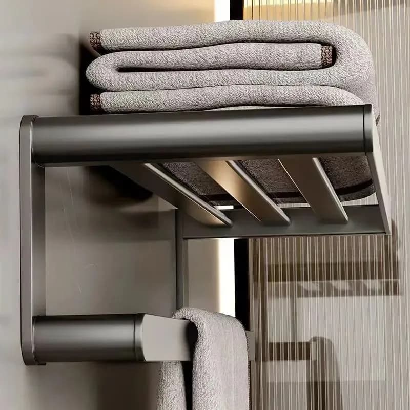 Portasciugamani a doppio strato senza trapano, set di accessori per il bagno a parete con ganci per asciugamani, vestaglie, acciaio inossidabile