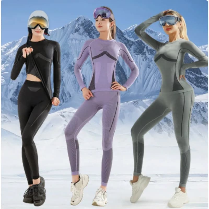 Women's Moisture-wicking Ski Suit Winter Seamless Function Ski Thermal Underwear Sets Quick Dry Tracksuit Ski Warm Long Johns