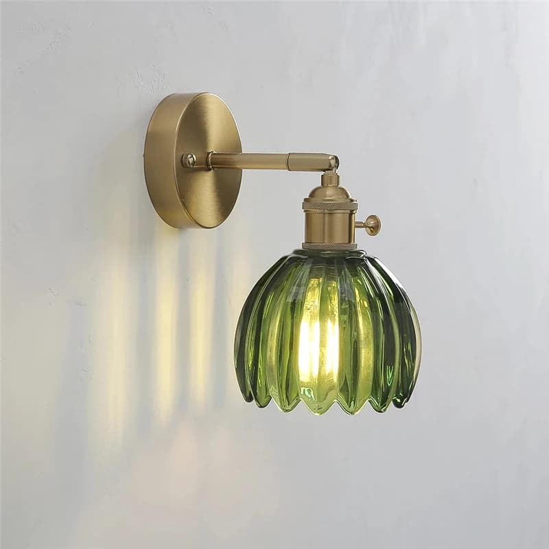 Modern Floral Glass Wall Lights LED Bedroom Study Lighting Fixtures with Adjustable Wall Sconce Colorful Simple Bedside Lamp E27