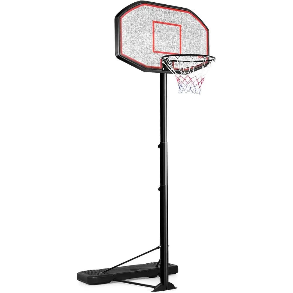 Canestro da Basket Regolabile in Altezza per Esterni con Ruote, Tabellone da 44 Pollici, Base Portatile per Adulti