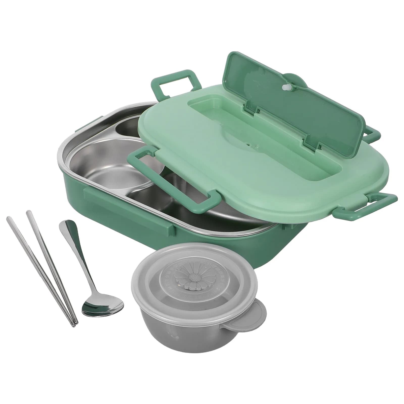 Set da 1 Contenitore per Pranzo in Acciaio Inox da 1500ml, Scatola Bento Divisa Ermetica per Conservazione Alimenti, Ideale per Ufficio e Scuola