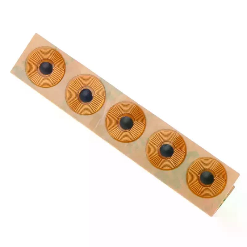 5 Pezzi Tag RFID NFC FPC da 10 mm di diametro per alte temperature, Mini Schede NXP NFC213 13.56MHz, Carte RF Passive Anti-contraffazione e Anti-metallo