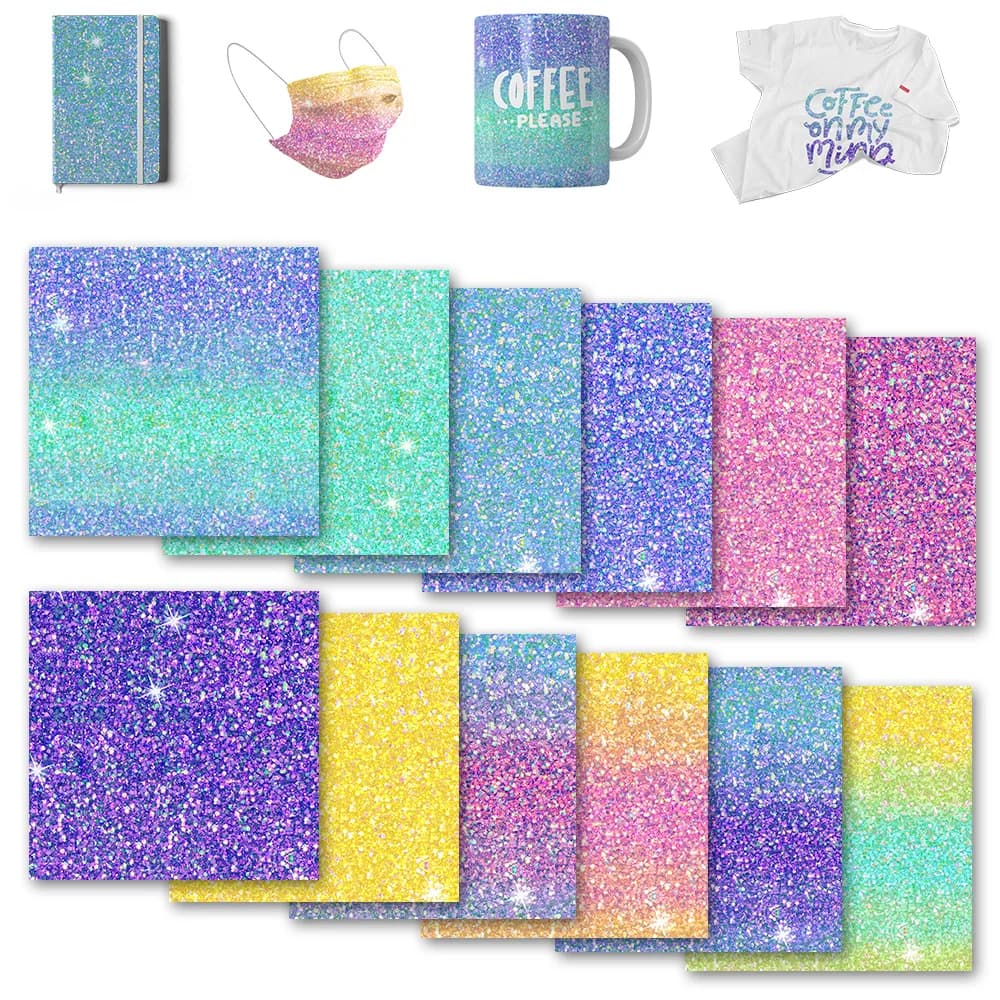 Foglio di inchiostro per trasferimento sirena glitter Lucky Goddness per pressa a caldo Foglio di sublimazione 12x12 IN per t-shirt bicchiere grezzo