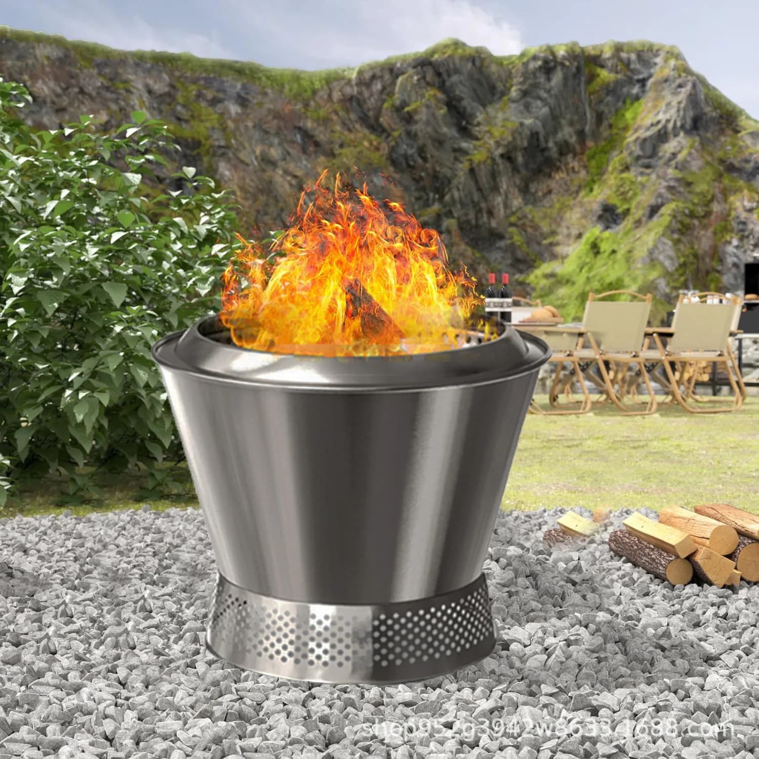 Wood stove stainless steel picnic camping stove non-smoking courtyard por multifunction stove without oven net