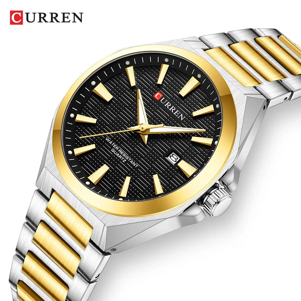 Orologio da uomo CURREN, cinturino classico in acciaio inossidabile, impermeabile 3ATM, calendario, quadrante minimalista, cronografo da uomo