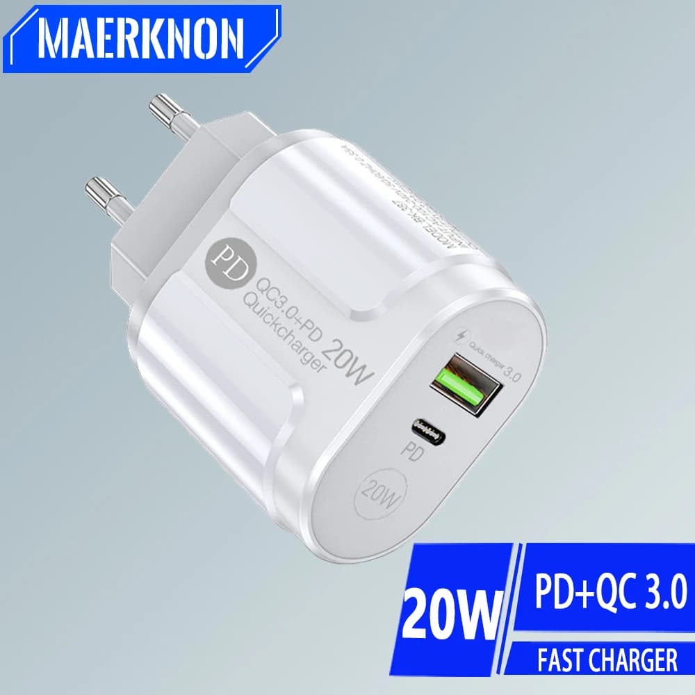 Caricabatterie USB PD da 20W adattatore di ricarica per telefono di tipo C a ricarica rapida per iPhone 14 caricabatterie da parete USB C a ricarica rapida Xiaomi Samsung Huawei