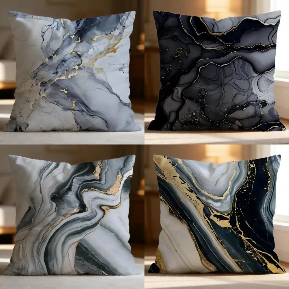 Fodera per cuscino minimalista alla moda con motivo marmorizzato, morbida e lavabile, multiuso per divano, letto, viaggi e ufficio