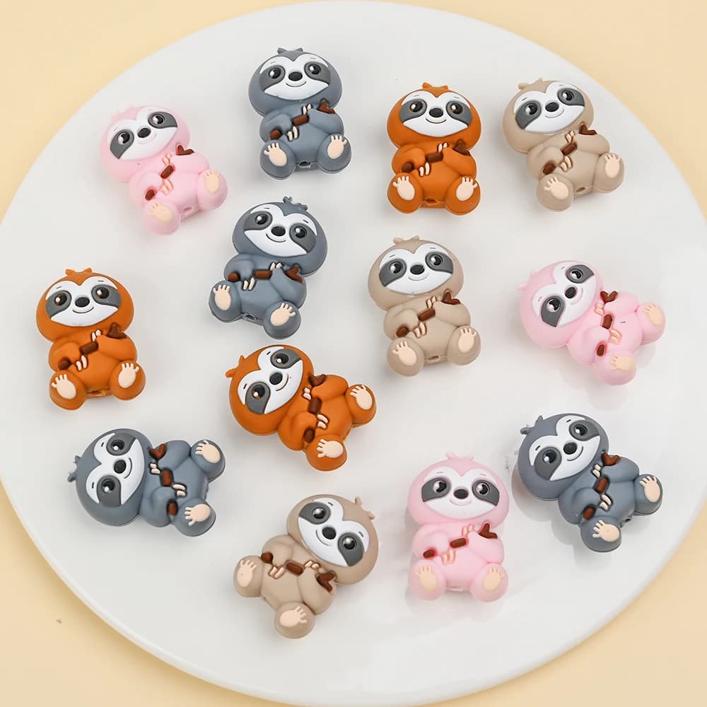 4 pezzi di perline in silicone per animali per uso alimentare per braccialetti a catena per ciuccio per bambini fai da te giocattolo da masticare per realizzare perline in silicone colorate
