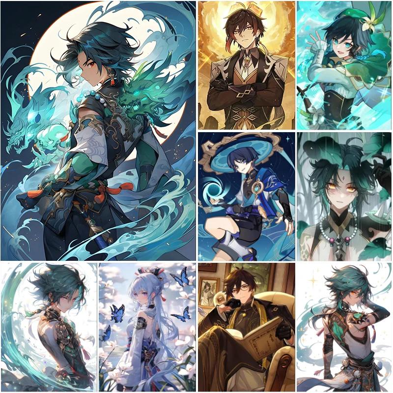 Genshin Impact Pittura Diamante 5D XiaoZhong li Nahida Diamante Pieno Mosaico Immagine di Arte FAI DA TE Scaramouche Decorazioni Per La Casa Pittura Regalo