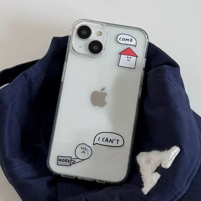 I don't want to work Cartoon Phone Case For iPhone 17 Pro Max 17 Air 16 15 14 11 Pro Max 13 12 XSMax XS XR X Soft Back Cover
