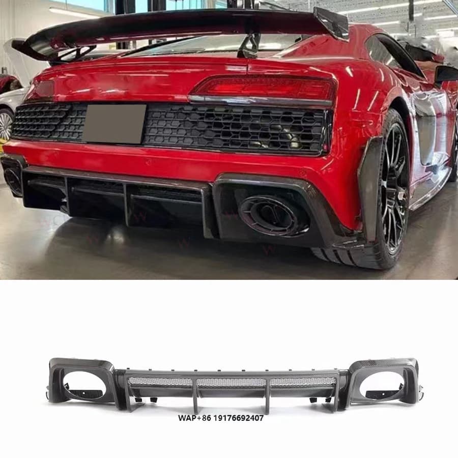 New R8 Dry Carbon Rear Diffuser forAudi R8 V10 GT Performance Coupe 2-Door 2023+ Rear Bumper Lip Spoiler Body Kits