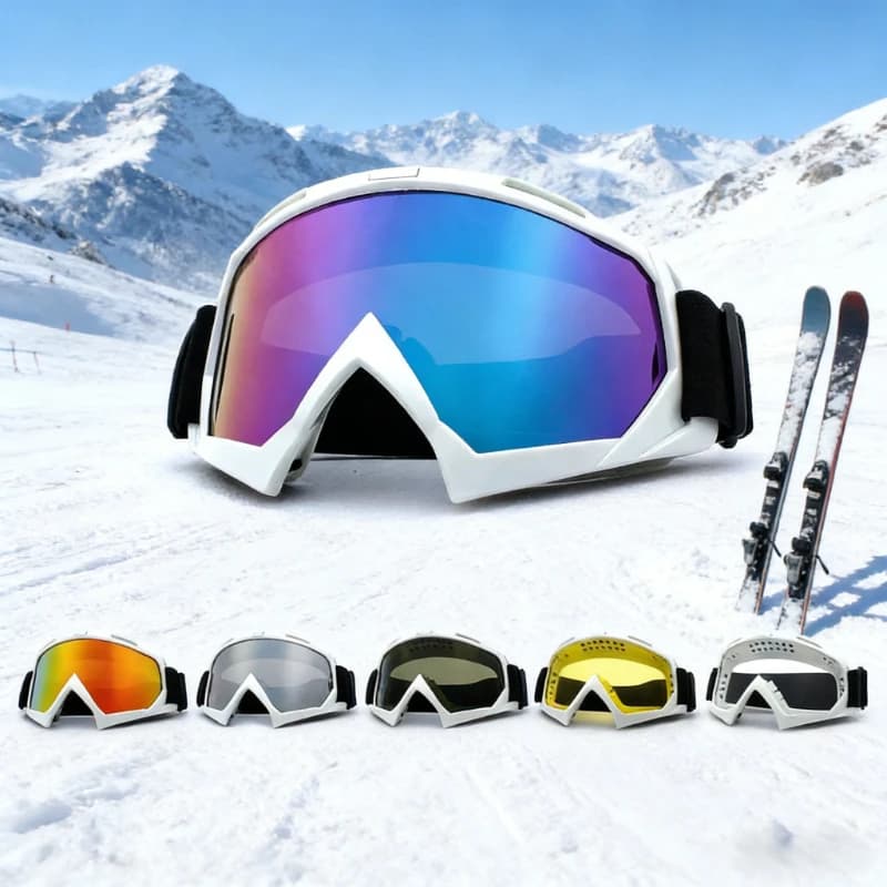 Nuovi occhiali da sci con montatura grande con lenti colorate Anti-collisione Anti-appannamento Occhiali da sci da snowboard Maschera da sci Occhiali tattici Occhiali da sole