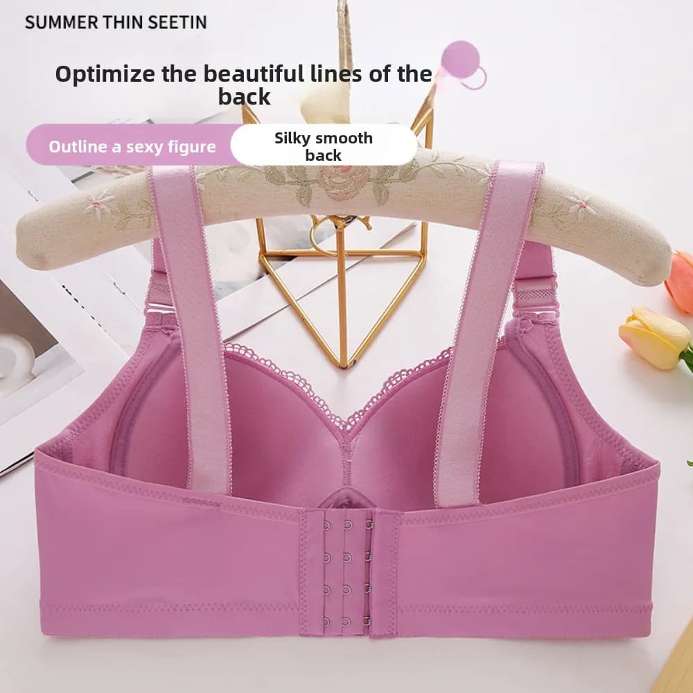 Plus Reggiseno di pizzo per madri anziane di grandi dimensioni, raccolto aderente, biancheria intima da donna in pizzo anti-cedimento, anello non in acciaio
