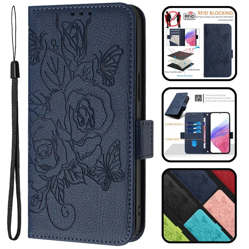 Honor 200 Lite custodia per telefono in pelle fiore rosa per Huawei Honor 200 lite custodia per portafoglio Honor200 Pro RFID Protector Etui Funda