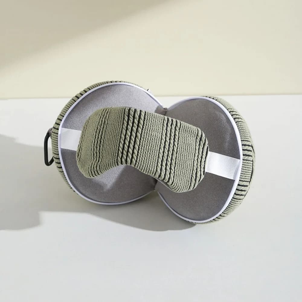 Cuscini per il collo multifunzionali con blocco della luce pieghevoli con maschera per gli occhi Cuscino per pisolino a forma di U Design 2 in 1 con blocco della luce