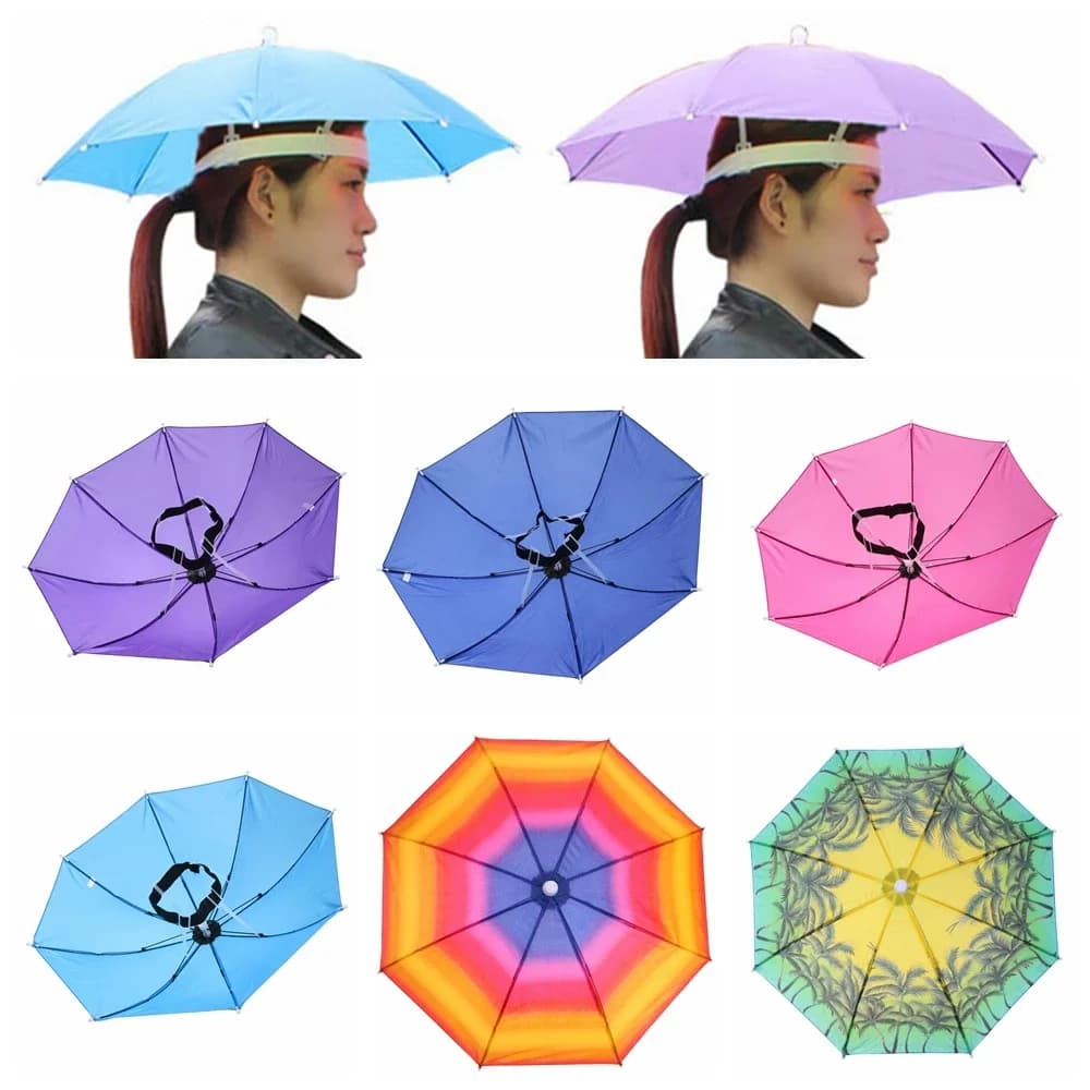 55/65 centimetri Portatile Ombrello All'aperto Cappello Cap Pieghevole Donna Uomo Ombrello Pesca Escursionismo Golf Spiaggia Copricapi Ombrello Vivavoce