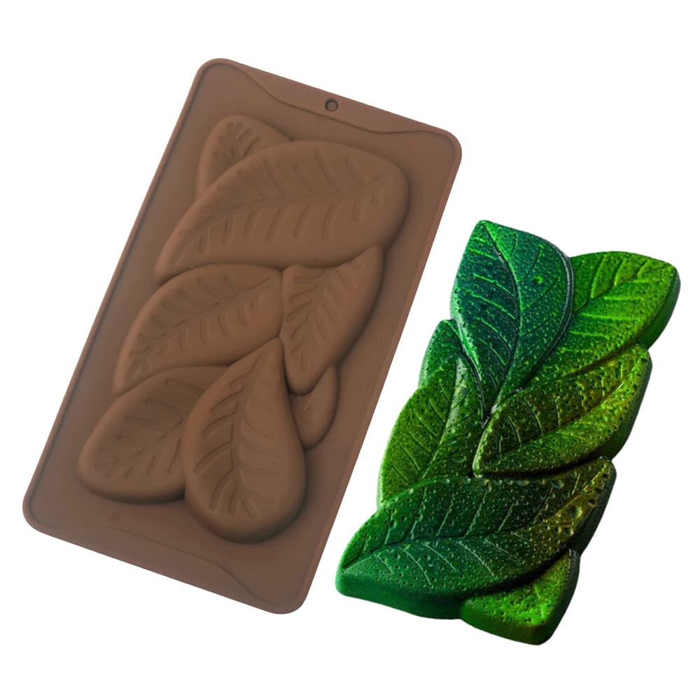 Tavoletta di cioccolato con fiore viola piccolo, cioccolato a foglia grande, pasticceria francese, dessert, stampi in silicone