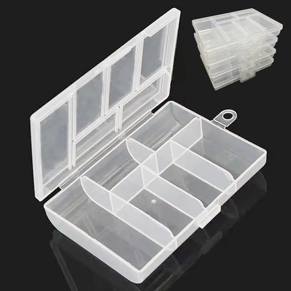 Mini Contenitore Organizer in Plastica a 6 Scomparti, Confezione da 4, per Piccoli Gioielli, Attrezzatura da Pesca, Orecchini, Strass, Perline