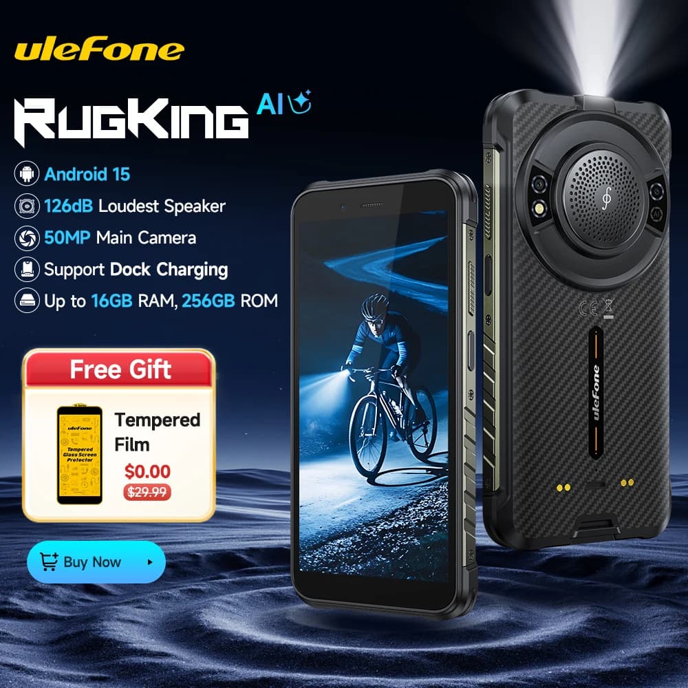 【NUOVO 2025】Ulefone RugKing 4G Telefono Robusto Android 15 Fino a 16 GB + 256 GB Smartphone Impermeabile 9600 mAh Fotocamera 50 MP NFC Versione Globale