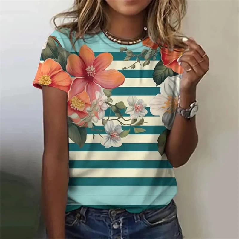 T-shirt da donna Boat Anchor Print Fashion o-collo manica corta Tees top Summer Casual Harajuku magliette oversize donna y2k top