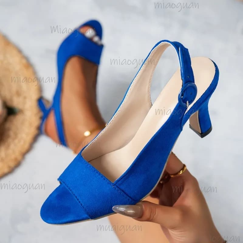 Taglia 35-43 Sandali con tacco alto da donna Pelle scamosciata Peep Toe Scarpe moda per donna Primavera Estate Calzature Zapatos De Mujer
