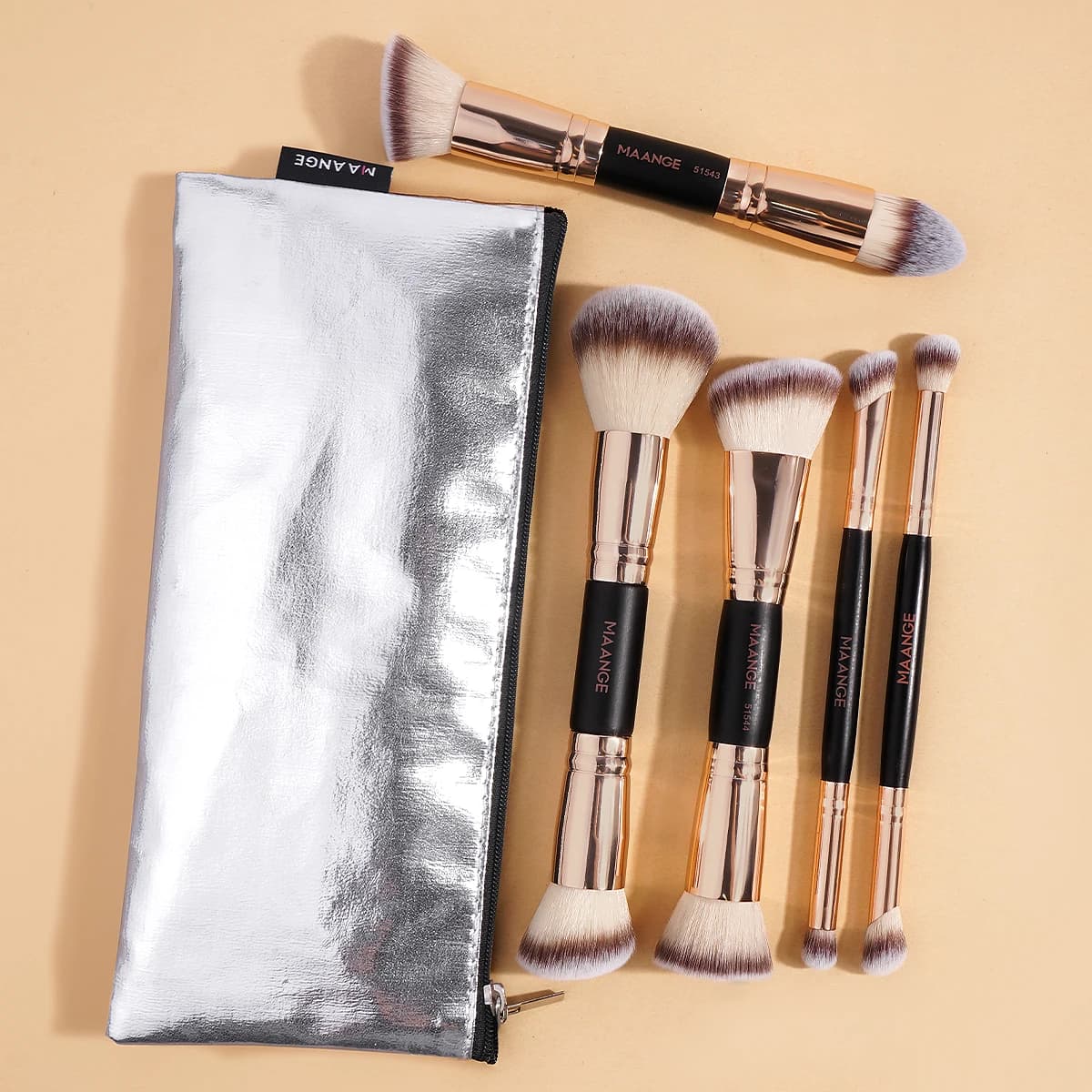 MAANGE 5 double head makeup brushes with multifunctional foundation cover liquid cream concealer mixing beauty tools