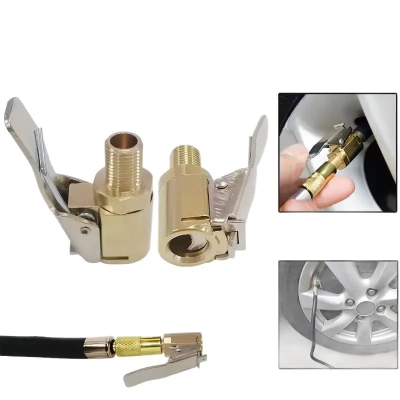 Brass Locking Nozzle Tire Valve Clip Adapter Quick Connect Fast Fill for Car Truck Bicycle Tire Inflator Compressor Tool