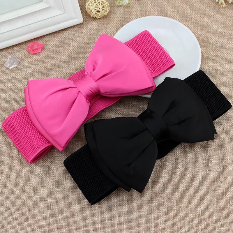 Larga Elastic Belt with Big Bow for Women, New Design Belt for Girls, Clothing Accessories, Women Dresses Belt