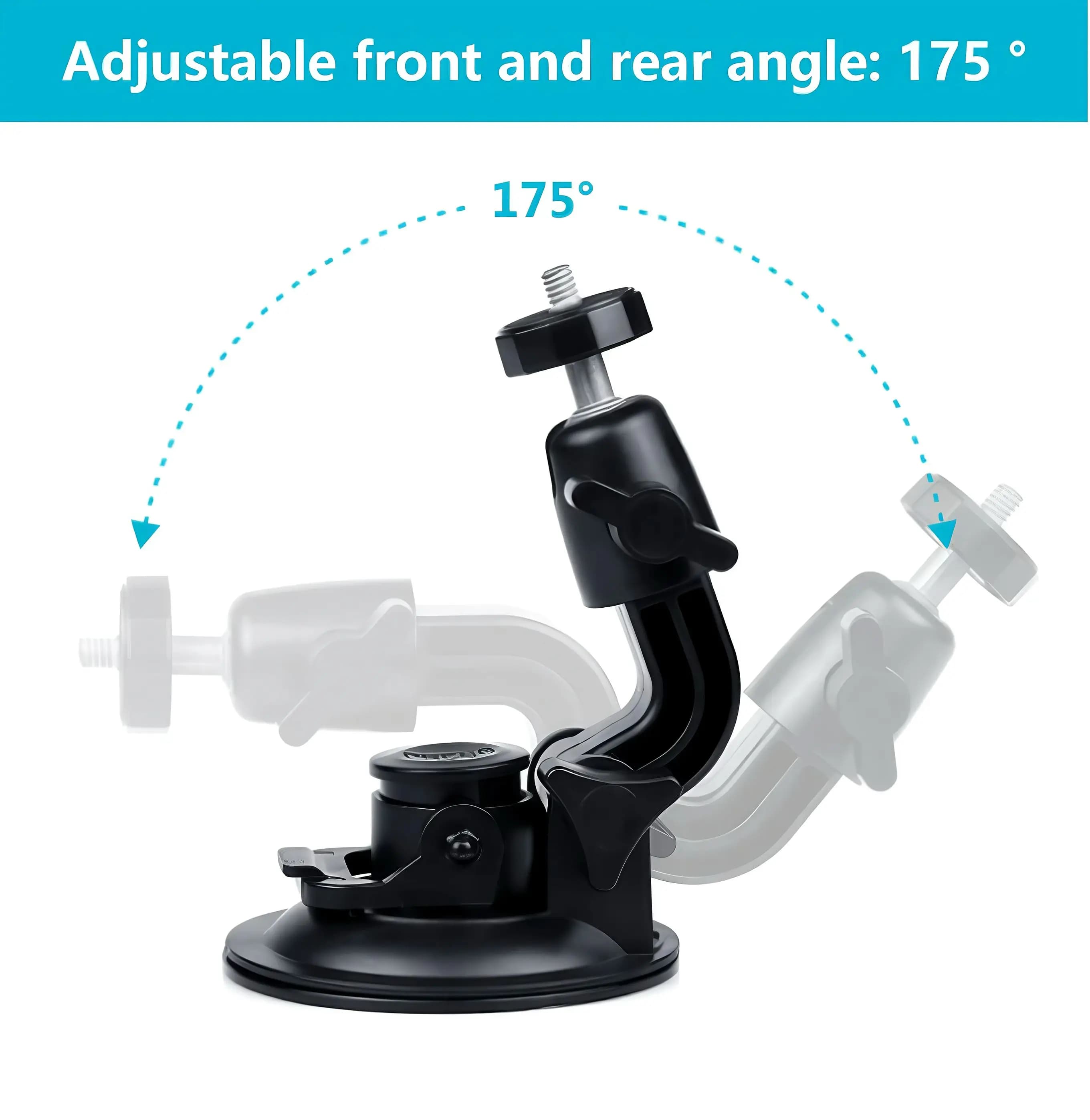 9CM Car Suction Cup Universal Phone Holder Adjustable 1/4 Adapter For GoPro 12 11 10 Insta360 Osmo Action 4 3 Smart phone Camera