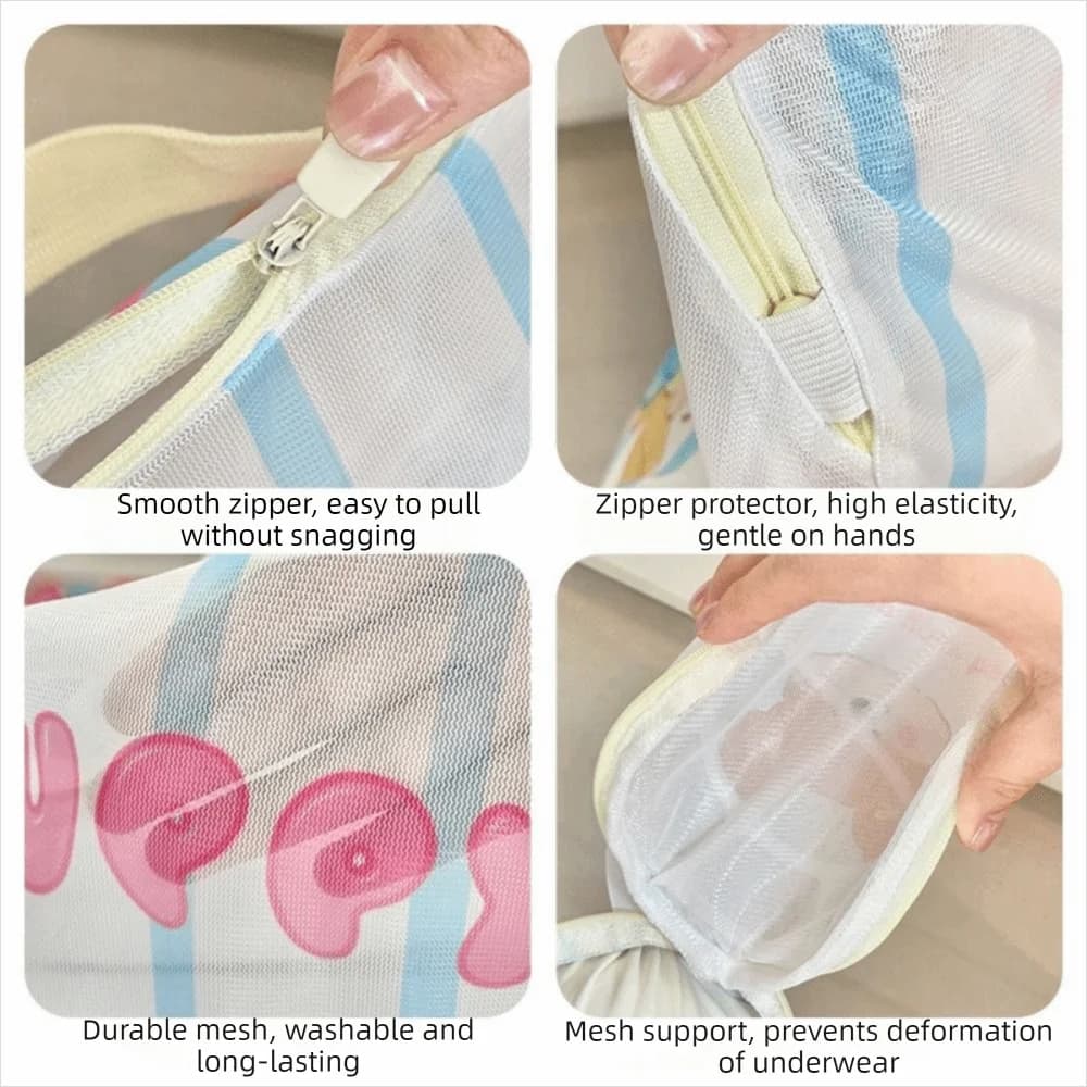 Set of 4 Bags for Bucato with Orsetti and Cuccioli print, Anti-deformation and Anti-winding, with Manici e Cerniera
